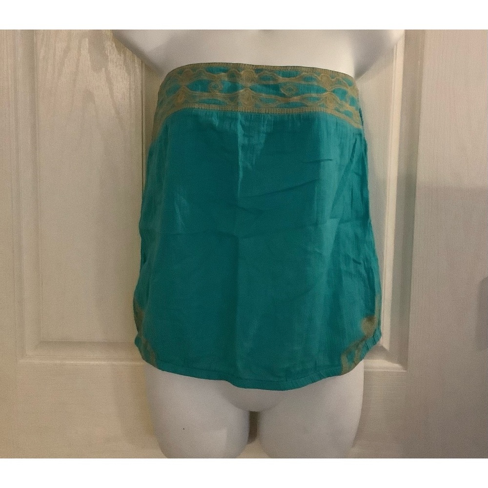 Tube top by Rip Curl, teal with coral embroidery, size M